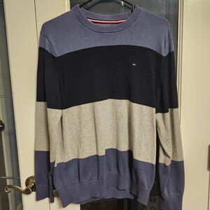 Tommy Hilfiger Men's Blue / Grey Striped Sweater - Size Large NWOT